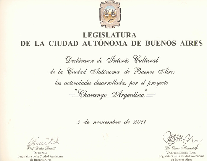 Declarado de Interés Cultural por la Legislatura de la Ciudad de Buenos Aires